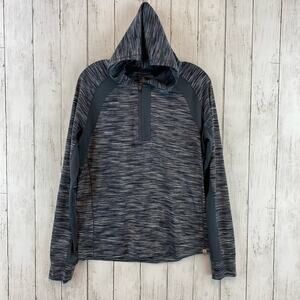 PrAna Gray Space Dye Quarter Zip Long Sleeve Hoodie Shirt Mens Size Small